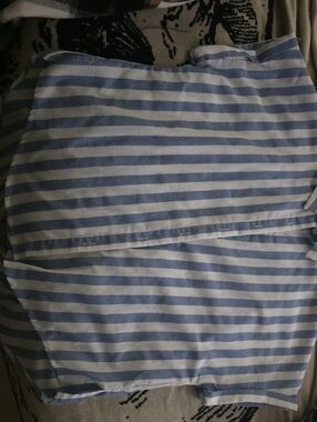SHEIN Blue and White Striped Boatneck Blouse